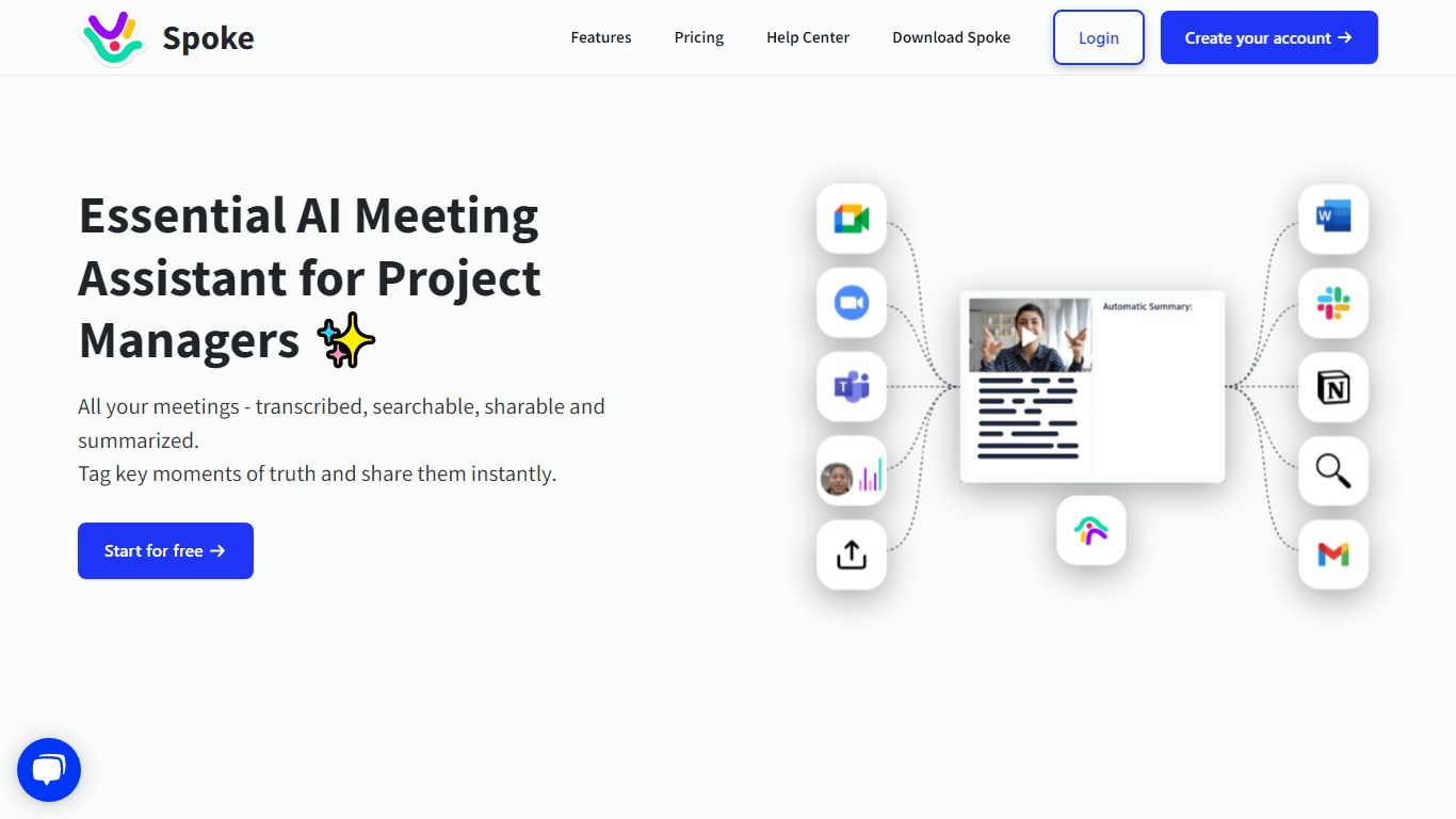 Spoke: your video meeting projects companion.